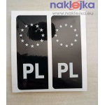 Naklejki czarne odblaskowe na rejestracje - Logo Unia - PL
